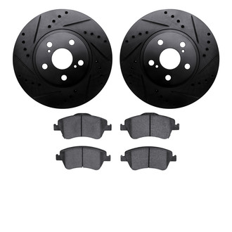 R1 Concepts® - eLINE Series Drilled and Slotted Front Brake Kit with Ceramic Pads