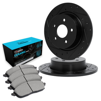 R1 Concepts® - eLINE Series Drilled and Slotted Rear Brake Kit with Ceramic Pads