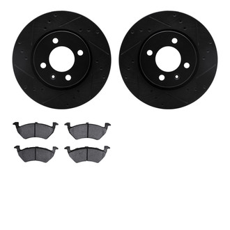 R1 Concepts® - eLINE Series Drilled and Slotted Front Brake Kit with Ceramic Pads