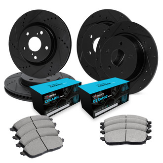 R1 Concepts® - eLINE Series Drilled and Slotted Front and Rear Brake Kit with Ceramic Pads