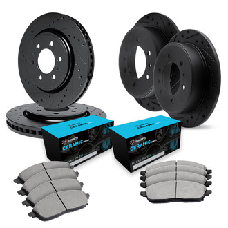 R1 Concepts® - eLINE Series Drilled and Slotted Brake Kit with Ceramic Pads