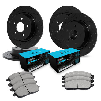 R1 Concepts® - eLINE Series Drilled and Slotted Front and Rear Brake Kit with Ceramic Pads