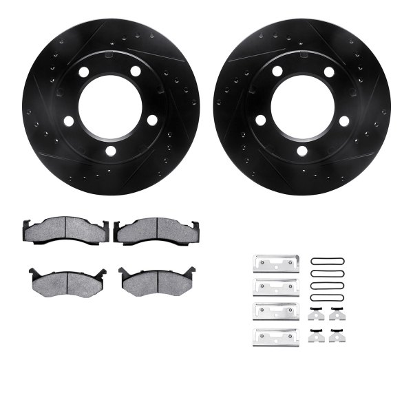  R1 Concepts® - eLINE Series Drilled and Slotted Front Brake Kit with Super Duty Pads