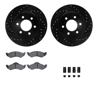 R1 Concepts® - eLINE Series Drilled and Slotted Front Brake Kit with Super Duty Pads