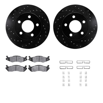 R1 Concepts® - eLINE Series Drilled and Slotted Front Brake Kit with Super Duty Pads