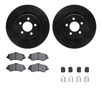 R1 Concepts® - eLINE Series Drilled and Slotted Front Brake Kit with Super Duty Pads