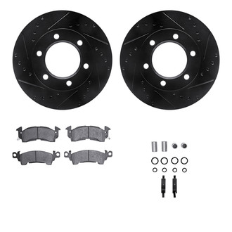R1 Concepts® - eLINE Series Drilled and Slotted Front Brake Kit with Super Duty Pads
