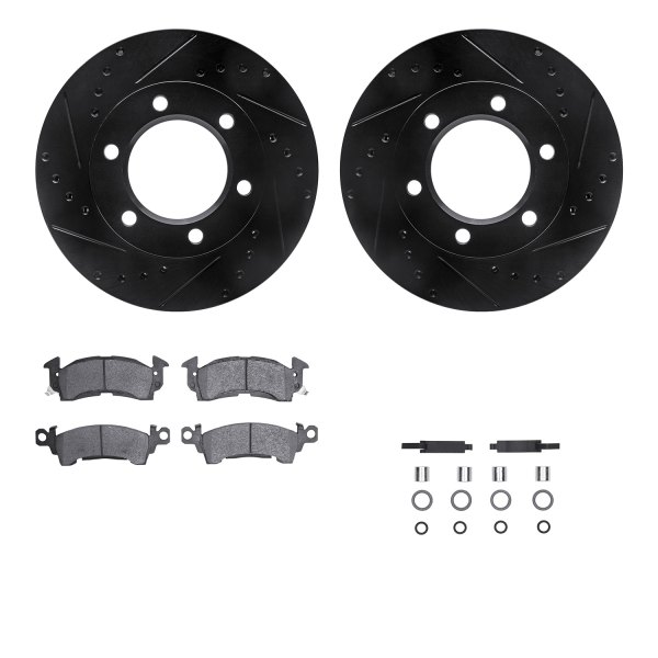  R1 Concepts® - eLINE Series Drilled and Slotted Front Brake Kit with Super Duty Pads