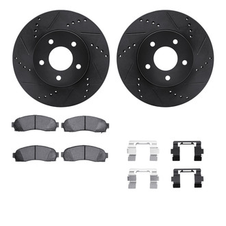 R1 Concepts® - eLINE Series Drilled and Slotted Brake Kit with Super Duty Pads