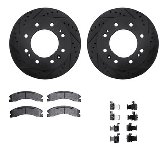 R1 Concepts® - Drilled and Slotted Front Brake Kit with Super Duty Pads