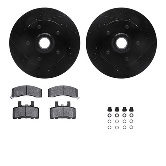 R1 Concepts® - eLINE Series Drilled and Slotted Front Brake Kit with Super Duty Pads