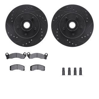 R1 Concepts® - eLINE Series Drilled and Slotted Front Brake Kit with Super Duty Pads