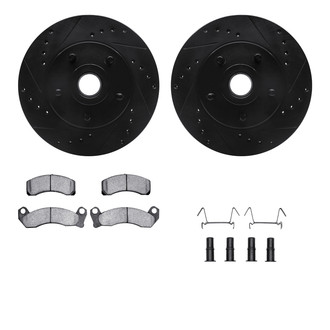 R1 Concepts® - eLINE Series Drilled and Slotted Front Brake Kit with Super Duty Pads