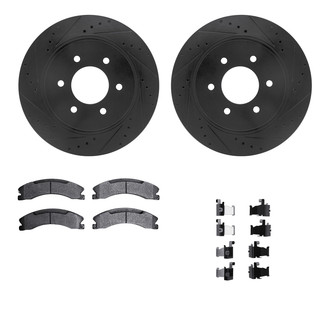 R1 Concepts® - Drilled and Slotted Front Brake Kit with Super Duty Pads