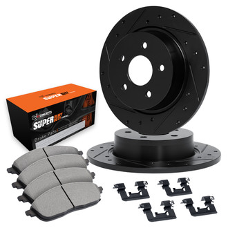R1 Concepts® - Drilled and Slotted Rear Brake Kit with Super Duty Pads