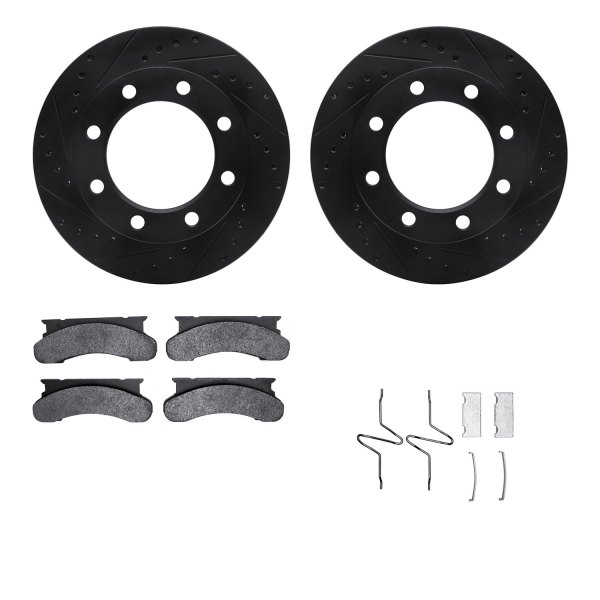  R1 Concepts® - eLINE Series Drilled and Slotted Front Brake Kit with Super Duty Pads