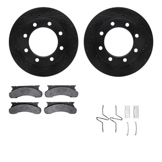 R1 Concepts® - eLINE Series Drilled and Slotted Front Brake Kit with Super Duty Pads