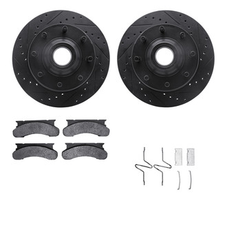 R1 Concepts® - eLINE Series Drilled and Slotted Front Brake Kit with Super Duty Pads