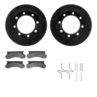 R1 Concepts® - eLINE Series Drilled and Slotted Front Brake Kit with Super Duty Pads