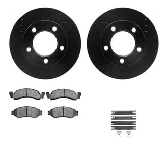R1 Concepts® - eLINE Series Drilled and Slotted Front Brake Kit with Super Duty Pads