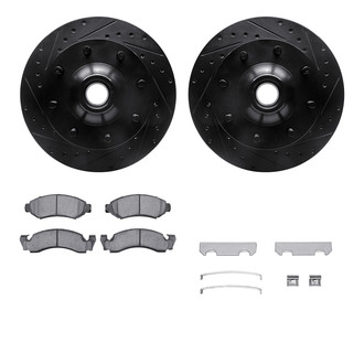 R1 Concepts® - eLINE Series Drilled and Slotted Front Brake Kit with Super Duty Pads