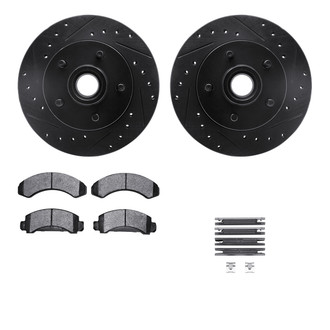 R1 Concepts® - eLINE Series Drilled and Slotted Front Brake Kit with Super Duty Pads
