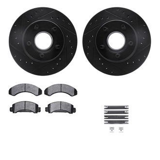 R1 Concepts® - eLINE Series Drilled and Slotted Front Brake Kit with Super Duty Pads