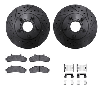 R1 Concepts® - eLINE Series Drilled and Slotted Front Brake Kit with Super Duty Pads
