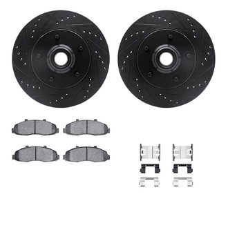 R1 Concepts® - eLINE Series Drilled and Slotted Front Brake Kit with Super Duty Pads