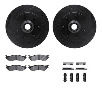 R1 Concepts® - eLINE Series Drilled and Slotted Front Brake Kit with Super Duty Pads