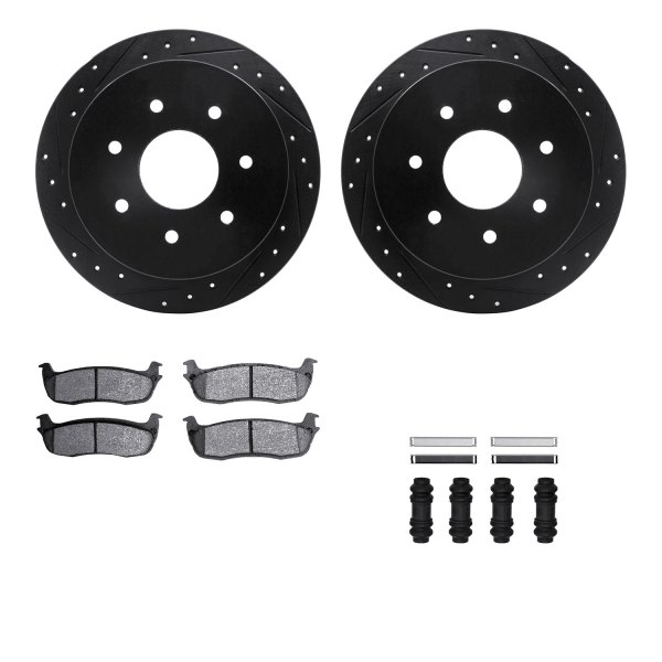  R1 Concepts® - Drilled and Slotted Rear Brake Kit with Super Duty Pads