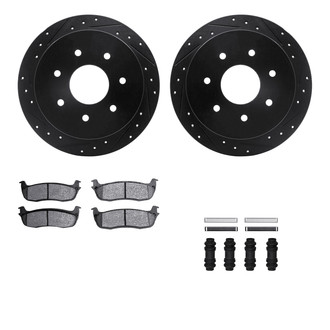 R1 Concepts® - Drilled and Slotted Rear Brake Kit with Super Duty Pads