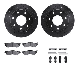 R1 Concepts® - eLINE Series Drilled and Slotted Front Brake Kit with Super Duty Pads