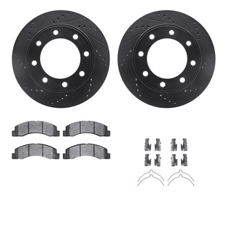 R1 Concepts® - eLINE Series Drilled and Slotted Front Brake Kit with Super Duty Pads