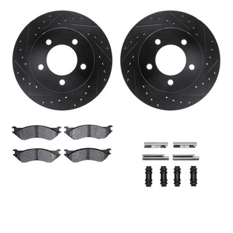 R1 Concepts® - eLINE Series Drilled and Slotted Front Brake Kit with Super Duty Pads