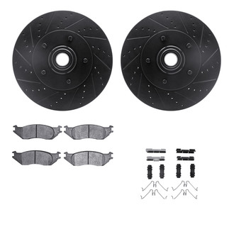 R1 Concepts® - eLINE Series Drilled and Slotted Front Brake Kit with Super Duty Pads