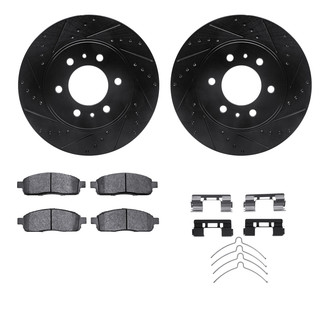 R1 Concepts® - eLINE Series Drilled and Slotted Front Brake Kit with Super Duty Pads