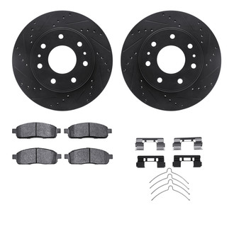 R1 Concepts® - eLINE Series Drilled and Slotted Front Brake Kit with Super Duty Pads