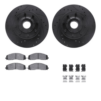 R1 Concepts® - eLINE Series Drilled and Slotted Front Brake Kit with Super Duty Pads