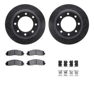 R1 Concepts® - eLINE Series Drilled and Slotted Rear Brake Kit with Super Duty Pads