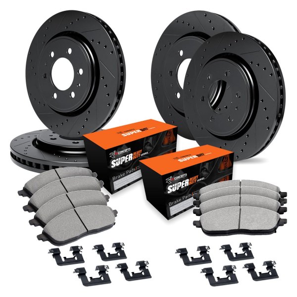  R1 Concepts® - Drilled and Slotted Front and Rear Brake Kit with Super Duty Pads