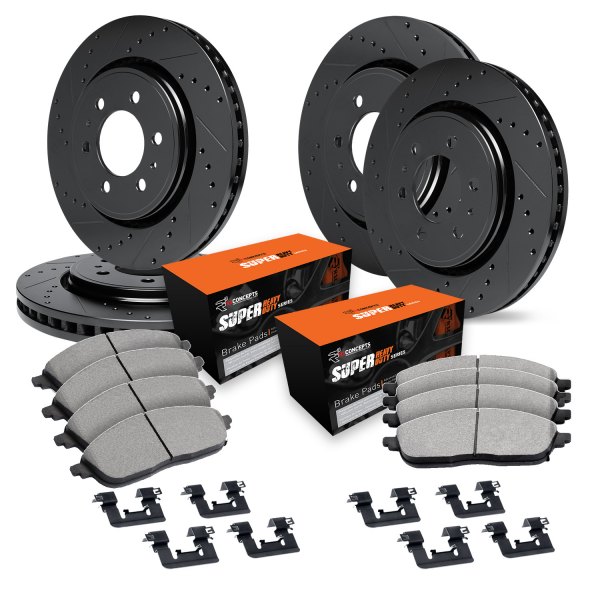  R1 Concepts® - Drilled and Slotted Front and Rear Brake Kit with Super Duty Pads