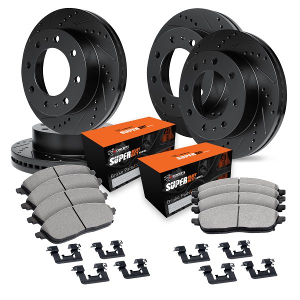  R1 Concepts® - Drilled and Slotted Front and Rear Brake Kit with Super Duty Pads