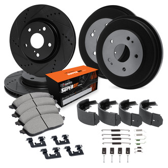 R1 Concepts® - Drilled and Slotted Front and Rear Brake Kit with Super Duty Pads