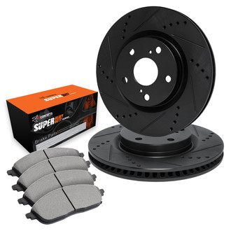 R1 Concepts® WHXN1-47017 - Drilled and Slotted Front Brake Kit with Super Duty Pads