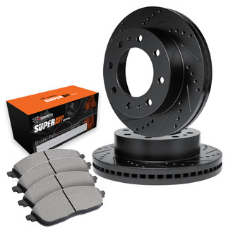 R1 Concepts® - Drilled and Slotted Front Brake Kit with Super Duty Pads