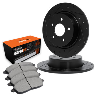 R1 Concepts® - Drilled and Slotted Rear Brake Kit with Super Duty Pads