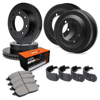 R1 Concepts® - Drilled and Slotted Front and Rear Brake Kit with Super Duty Pads