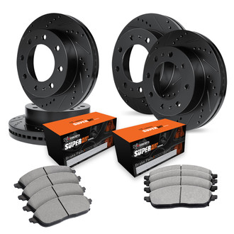 R1 Concepts® - Drilled and Slotted Front and Rear Brake Kit with Super Duty Pads
