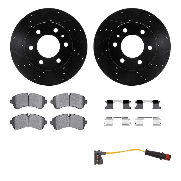  R1 Concepts® - Drilled and Slotted Front Brake Kit with Super Duty Pads